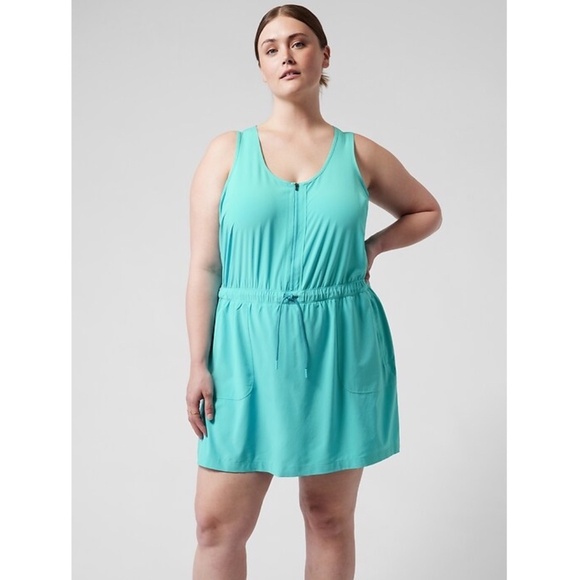 Athleta Dresses & Skirts - Athleta Sleeveless Quarter Zip ‘Expedition Dress’ in Gulf Green Size 14